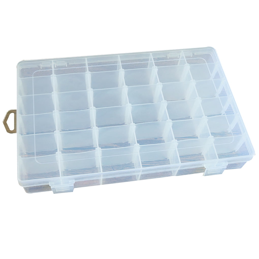 36 Compartments Plastic Storage Box Jewelry Rhinestone Beads Earrings Organizer Container - White