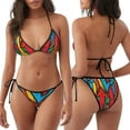 thumbnail image 3 of Lsque Colorful Arrow Graffiti Pattern Pattern Women Two Piece Swimsuit Sexy Swimwear Halter String Triangle Bikini Sets, 3 of 6