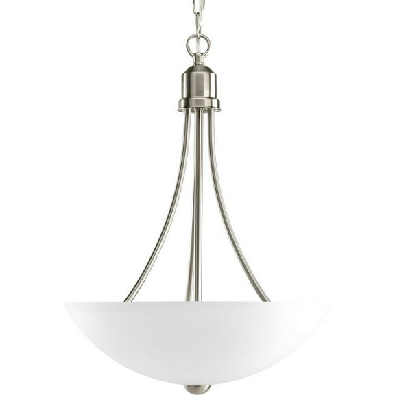 Progress Lighting Gather 2-Light Inverted Pendant, Brushed Nickel, Etched Glass Shade