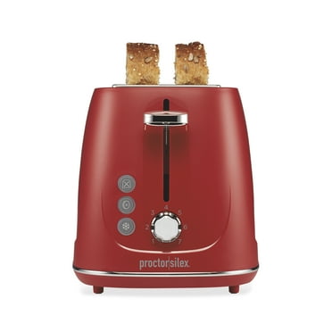 Proctor Silex 2-Slice Toaster, Wide Slots, 3 Preset Functions and Removable Crumb Tray, Red