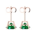 thumbnail image 4 of 4 ct Push-Back Stud Earrings for Women | 8.0mm Round Cut Simulated Emerald | 18K Rose Gold, 4 of 5