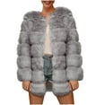 thumbnail image 2 of Ofreoo Winter Jackets for Women Faux Fur Coat with Solid V-neck,Holiday,Wedding,Party ,on Clearance, 2 of 8