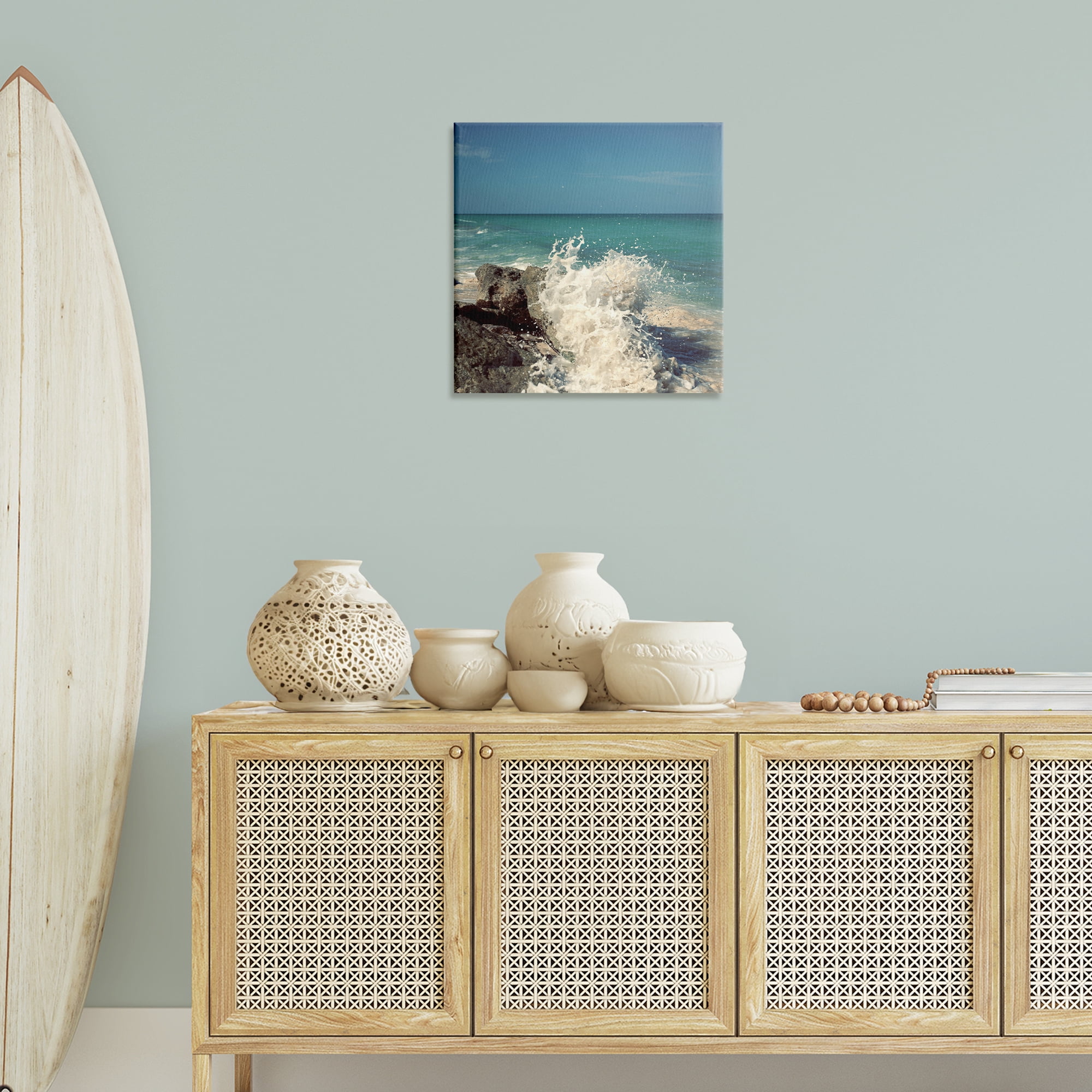 Stupell Industries Splashing Beach Spray Coastal Photography Gallery Wrapped Canvas Art Print Wall Art, 24 x 24