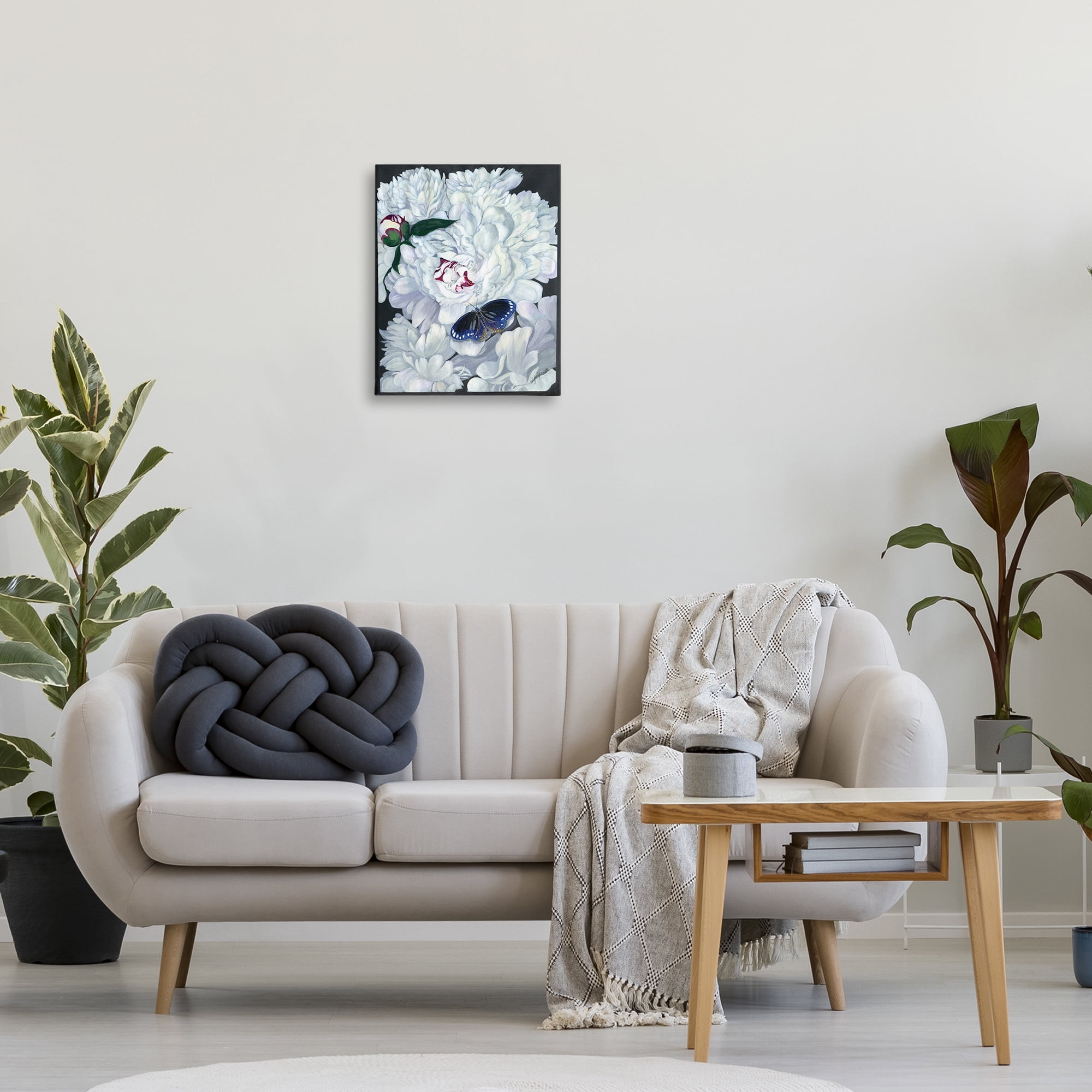 Stupell Industries Vintage Peony & Butterfly Animals & Insects Painting Gallery Wrapped Canvas Art Print Wall Art, 16 x 20
