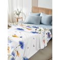 thumbnail image 4 of Full Size Flat Sheet Only, Spring Floral Soft Brushed Microfiber Bed Sheets, Elegant Butterfly Summer Botanical Hotel Quality Breathable Bedding Top Sheet, Easy Care, 81"x96", 4 of 9
