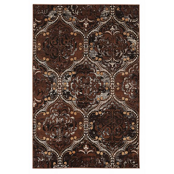 Riverbay Furniture Transitional Power Loomed Polyester 5'x7'6" Rug in Brown
