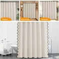 thumbnail image 7 of Dznils Black Scalloped Boho Shower Curtain with Hooks, Water-Repellent Thick Linen Fabric Bathroom Curtain, Beige, 72" x 72", 7 of 7