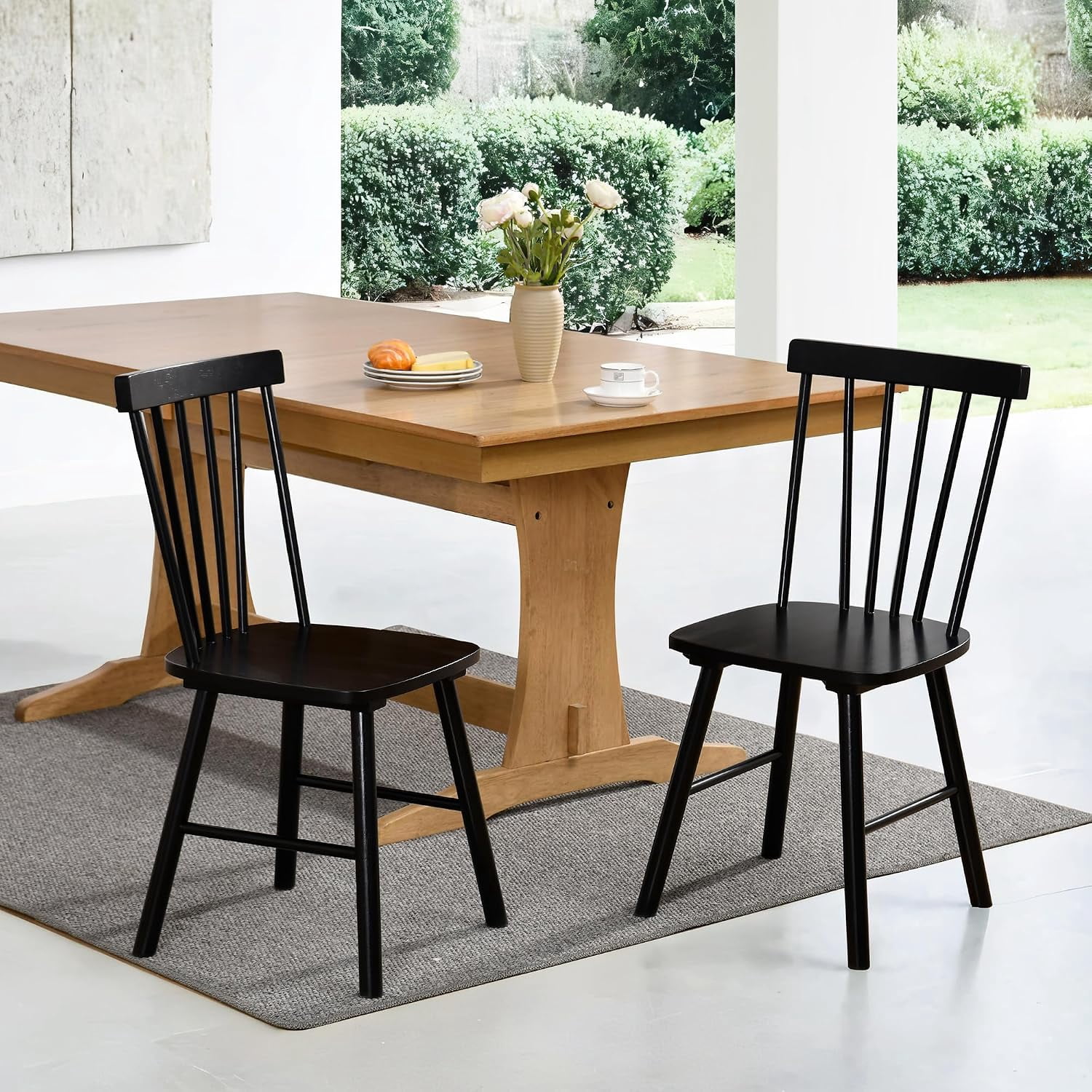 Lagom Eliza Scandinavian Dining Chairs, Set of 2, Natural Walnut
