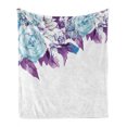 thumbnail image 1 of Floral Soft Flannel Fleece Throw Blanket, Vintage Classic Flower Petals Bridal Wedding Romance Shabby Form Design Art, Cozy Plush for Indoor and Outdoor Use, 70" x 90", Pale Blue Purple, by Ambesonne, 1 of 6