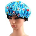 thumbnail image 4 of Shower Caps, 4 PACK Extra Large Bath Caps Perfect for all Hair Lengths and Thicknesses - Waterproof - Double Layer, 4 of 8