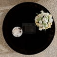 thumbnail image 6 of Modern Round Tempered Glass Coffee Table, Glossy Center Table With Storage Shelf and Gold Metal Frame For Living Room Office Apartment, 6 of 11
