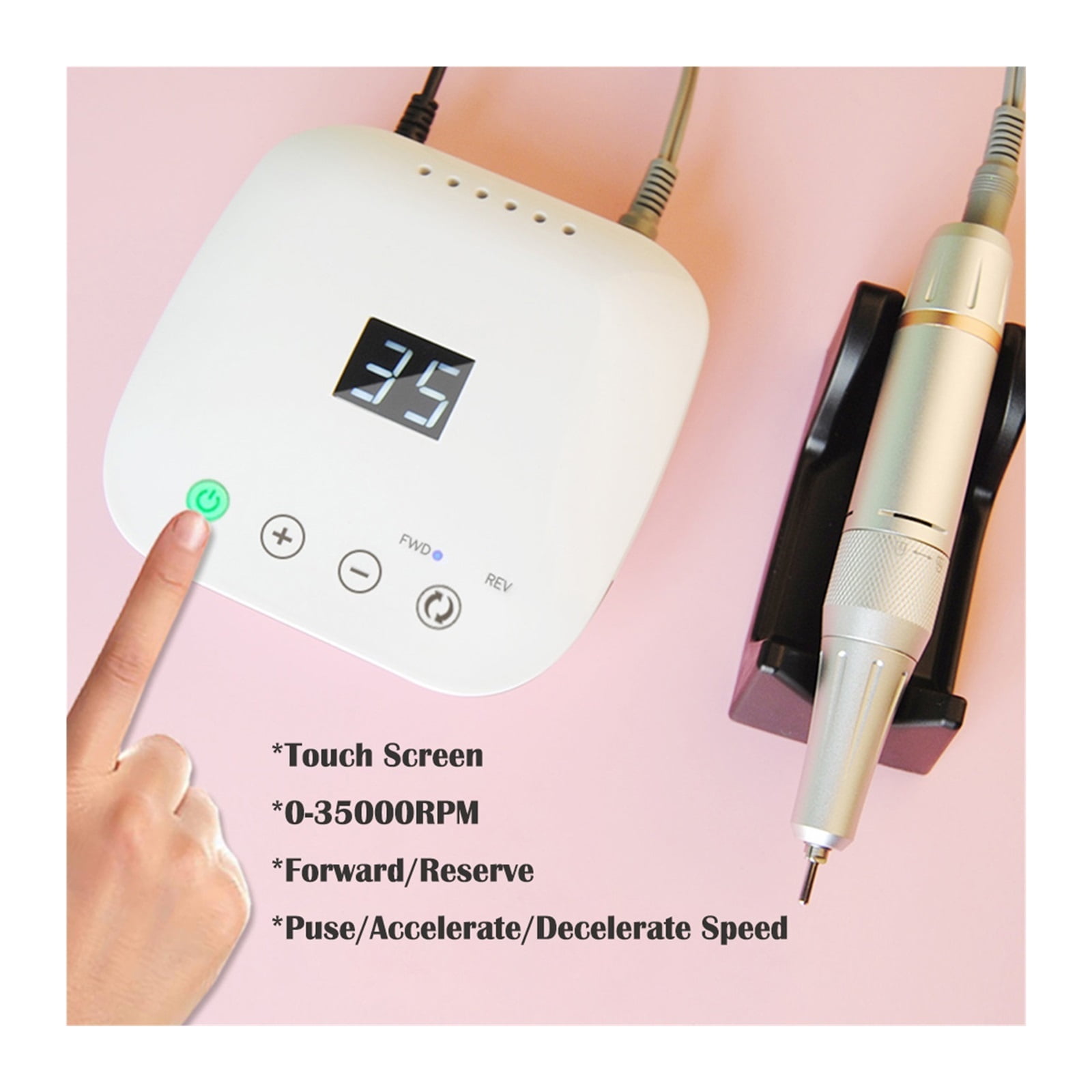 35000RPM Nail Drill Machine For Manicure, Electric Nail File With Touch Screen, Nail Sander Acrylic Milling Cutters, Nail Tools