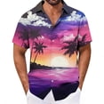 thumbnail image 2 of Tqyyweavej Men's Plus Hawaiian Shirts Palm Tree Print Botton Down Short Sleeve T-shirts Lapel Collar Color Block for Beach Party, 2 of 7