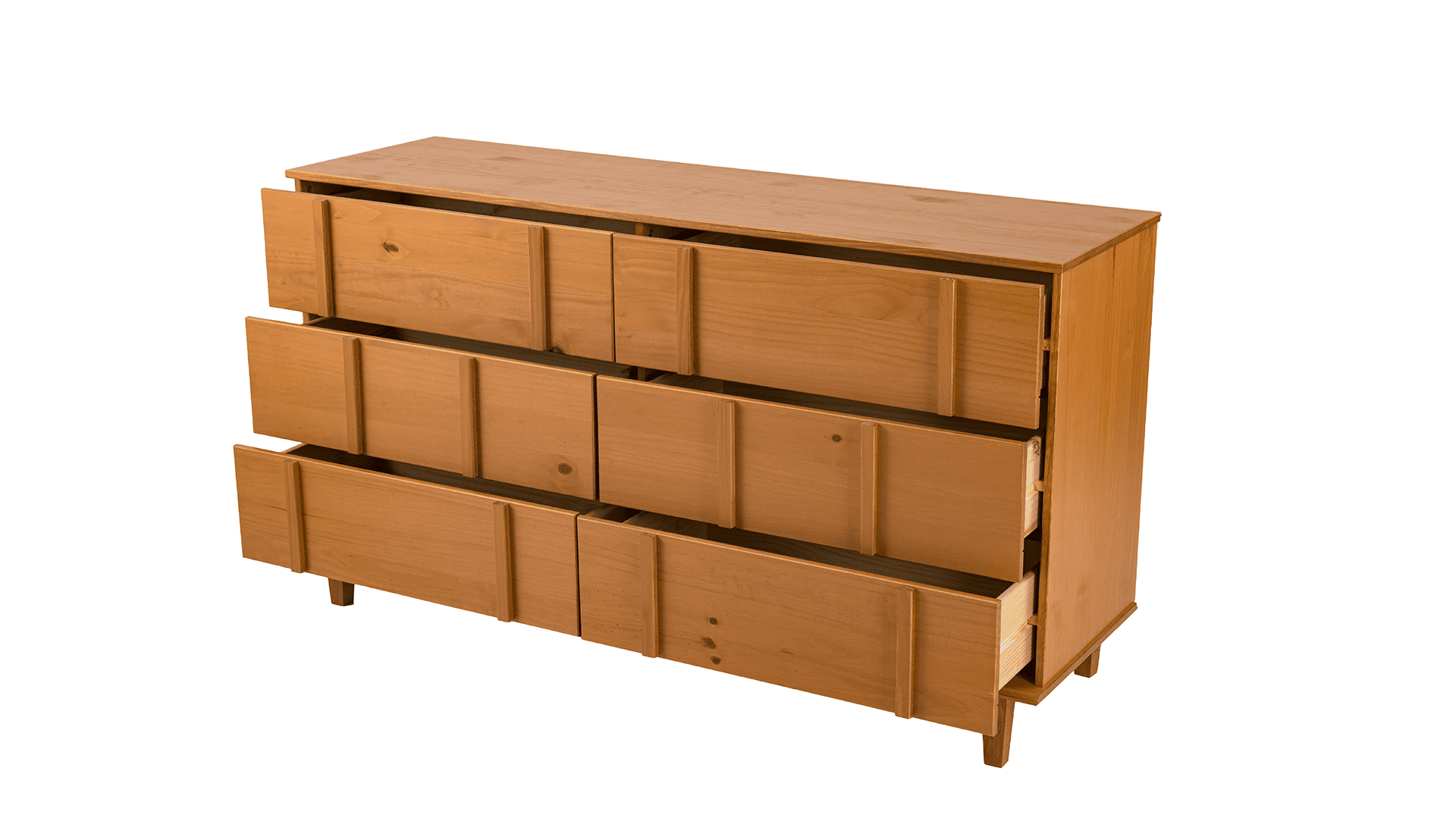 Bronx Modern Solid Wood Six Drawer Dresser Caramel - for Adults and Teens
