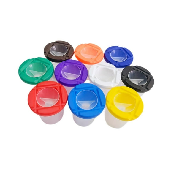 HOMYL 10 Pieces Paint Cups with Lid Brushes Cups for Painting Beginners Watercolor