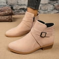 thumbnail image 2 of Khaki Women'S Short Boots Casual Style Pointed Toe Side Zipper Thick Heel Low Heel For Daily Wear, 2 of 9