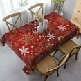 thumbnail image 2 of Nappe de Noël 60 x 84 Pouces Rectangle Forme Cœur d'Amour Doré Flocons de Neige Rouges Nappe en Tissu Ferme Hiver Vacances Décorative pour Pique-Nique Fête Maison Intérieur Extérieur, 2 of 5