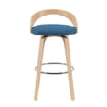 thumbnail image 4 of Sonia Swivel Bar Height Stool with Blue Upholstered Seat/Oak Wood- Set of 4, 4 of 11