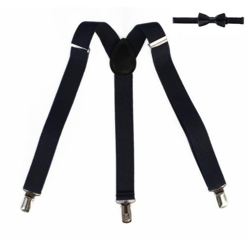 B-One - Boys Navy Suspenders Adjustable & Bow-Tie Set 8-16 - Walmart