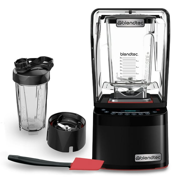 Blendtec Professional 800 Blender, 34 oz GO Travel Bottle, 90 oz WildSide  Jar, and Spoonula Spatula - Kitchen Blender Bundle - Red