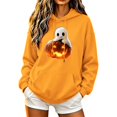 thumbnail image 2 of Ounisa Women's Halloween Print Hooded Long Sleeve Pullover Sweatshirt, Soft Cozy Top for Fall Casual Wear, 2 of 5