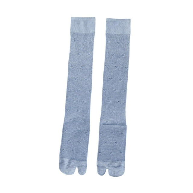 Calcetines finos largos tipo sandalia Tabi de malla con dos dedos para mujer, accesorio ligero Azul