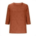 thumbnail image 3 of LIIPEE Women T-Shirts Solid Color 3/4 Sleeve Round Neck Tshirt Top Female Comfort Vacation Tee,Orange,Xxl, 3 of 5