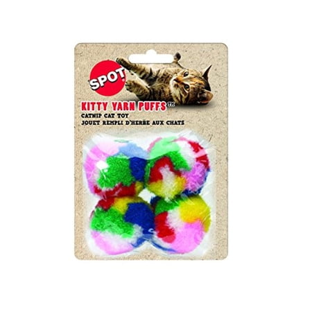 SPOT By Ethical Products - Classic Cat Toys for Cats - Interactive Cat Toys Balls Mice Catnip Toys - Alternative To Wand Toys and Electronic Cat Toys - Puff Ball Multi Pack Small KK21