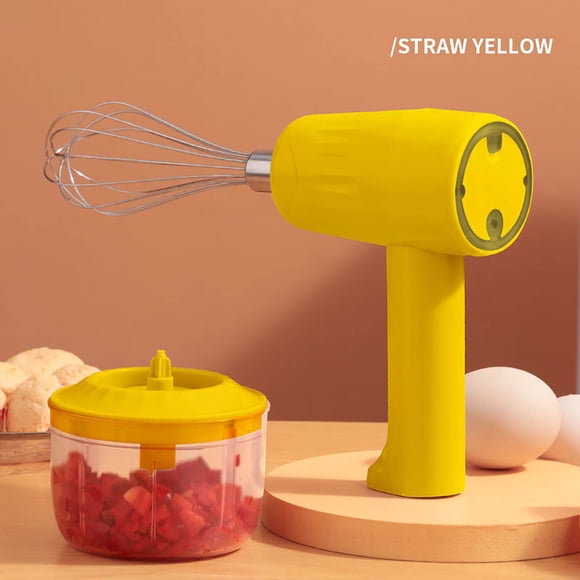 Xihbxyly Batidora de Mano, Recargable Por Usb, con Varillas Desmontables, Picadora de Alimentos, Cuchillas de Acero Inoxidable, Herramienta Multiusos para Cocina, Ideal para Ajo, Carne y Verduras, Ta