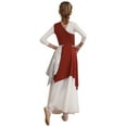 thumbnail image 4 of inhzoy Kids Girls Sleeveless Praise Lyrical Dance Dress Metallic Color Block Worship Dance Tunic Burgundy 8, 4 of 7