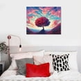 thumbnail image 4 of COMIO Artsbay Modern Abstract Tree Wall Art Red Love Heart Tree with Floral Flying on Rustic Grey Backdrop Painting Pictures Canvas Framed Modern Tree of Life Home Decor for Living Room Bedroom, 4 of 4