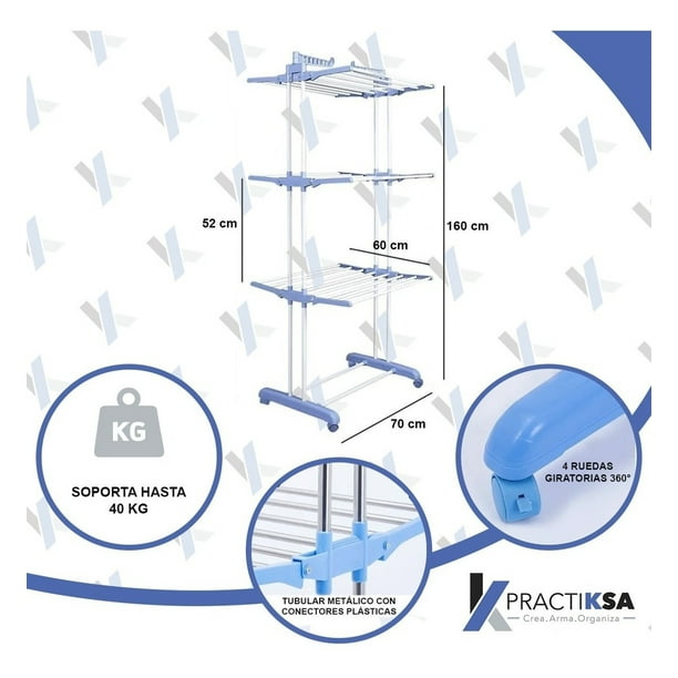 Tendedero Plegable Para Ropa Portatil Retractil Rack Color Blanco Practiksa Tendedero Walmart en linea