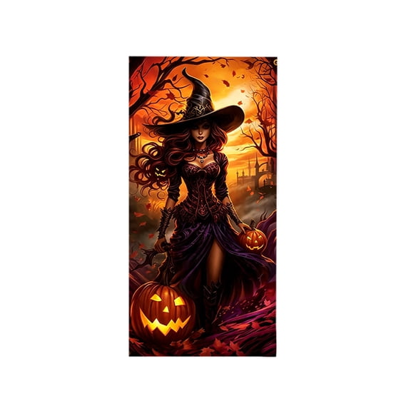 Halloween Decorations Door Cover,35.4x70.8 Inch Spooky Ghost Horror Doorway Curtains Door Covers Banners Decor,Perfect for Entryway Layout,Festival Scene Setting,Orange