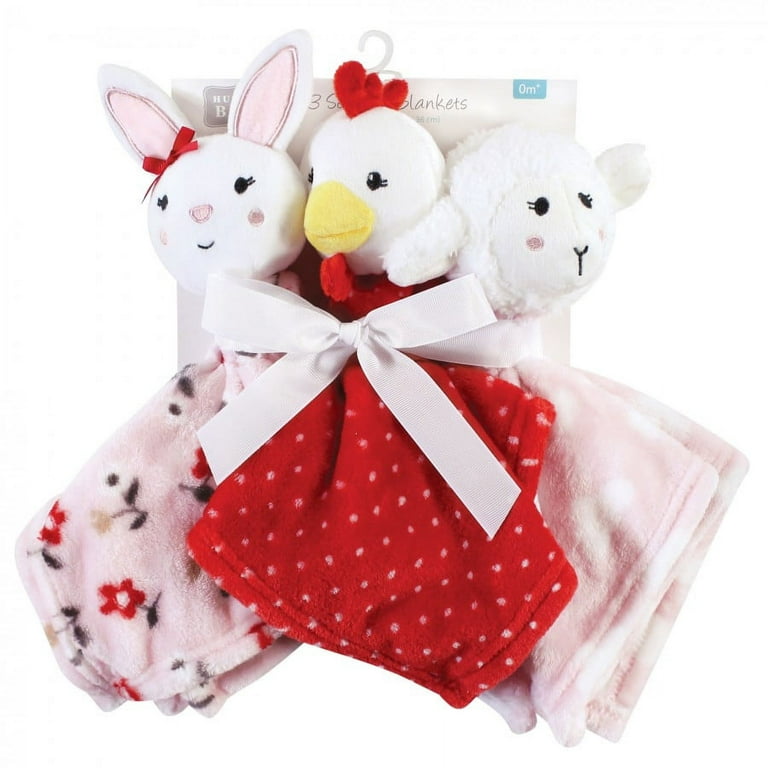 Hudson Baby Infant Girl Animal Face Security Blanket, Bunny Fox, One Size