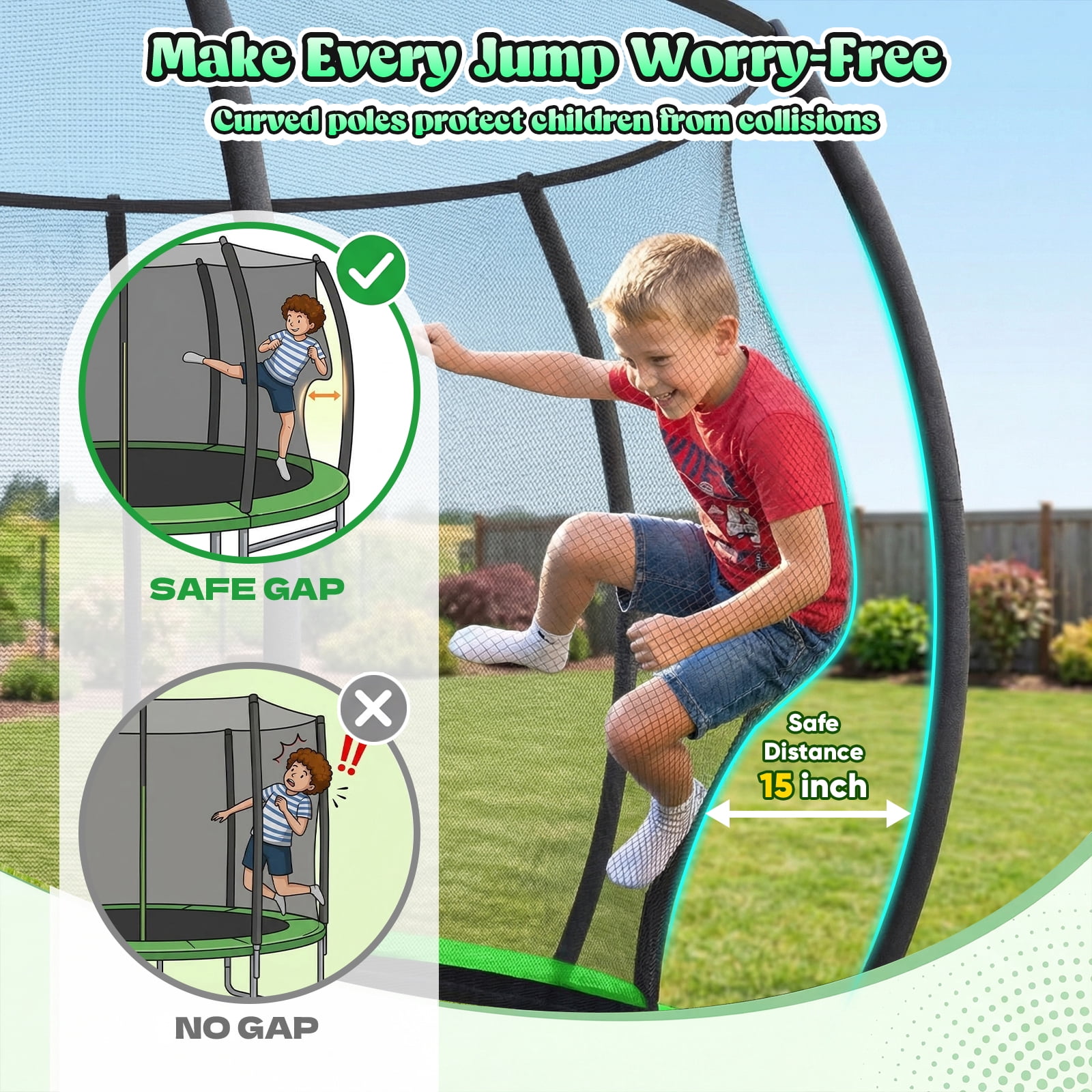 Outdoor Trampoline,Gardwin 12FT/14FT Round Trampoline with with Ladder,Sprinkler,Basketball Hoop Board,Recreational Backyard Trampolines Anti-Rust for Kids Gift