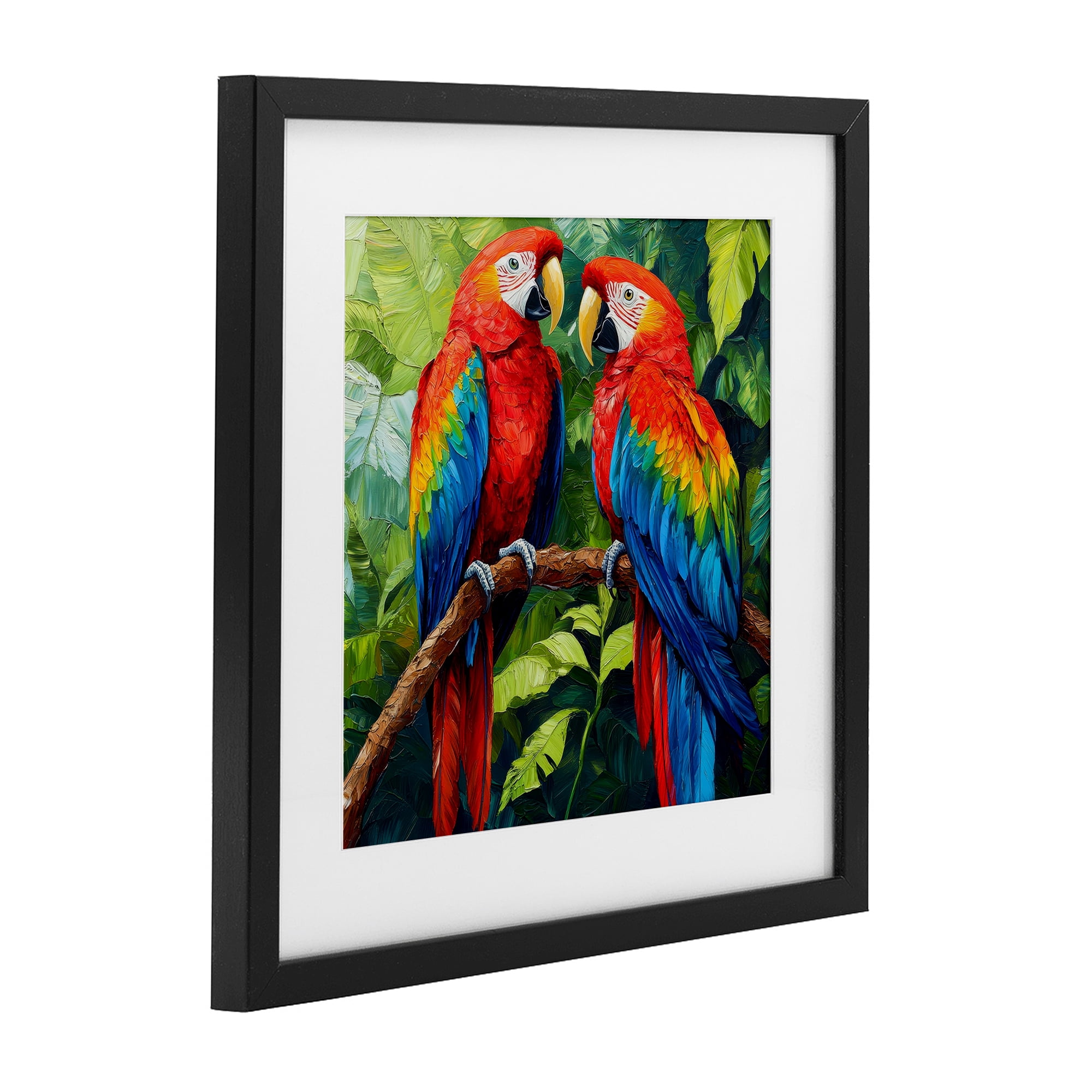 Stupell Industries Tropical Parrot Pair Black Framed Print Under Glass, design by Petal Prints Design