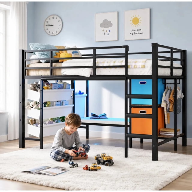 Base Cama Individual Con 6 Cajas Y Led Rincón Lectura