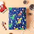 thumbnail image 3 of Christmas Wrapping Paper Roll - 17 Inches X 33 Feet (47 sq. ft. ttl.) Happy Dinosaur and Santa Claus Design Blue Gift Wrap for Xmas, Holiday, Party, 3 of 14