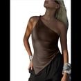 thumbnail image 1 of Blusa Asimétrica de Punto Sin Mangas con un Solo Hombro para Mujer, Estilo Y2K, Verano 2025 Granate XL, 1 of 9