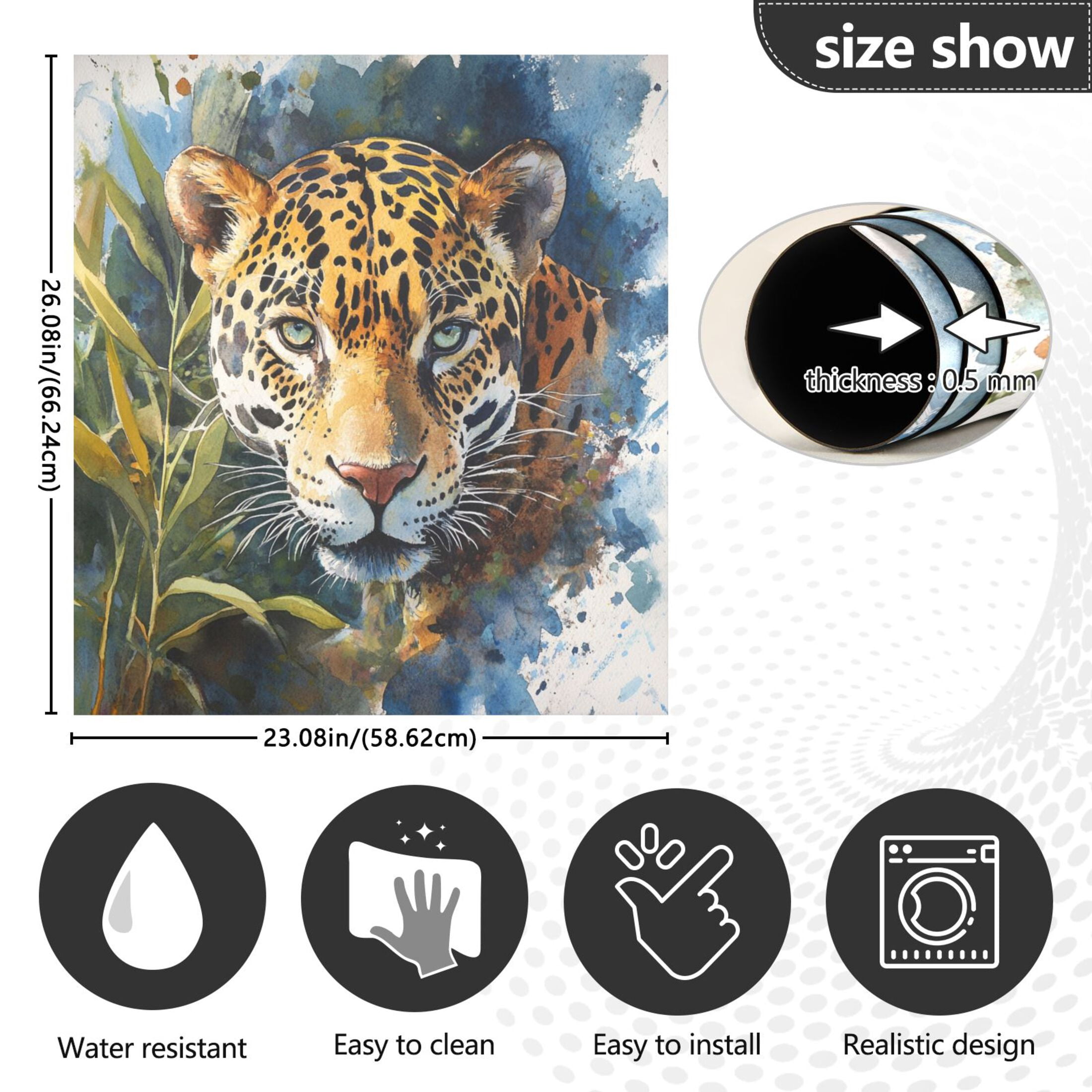 Dishwasher Magnetic Sticker 23x26 Inch Refrigerator Magnetic Sticker Washing Machine Magnetic Sticker Kitchen Panel Magnetic Sticker Home Decor Watercolor Beautiful Jaguar