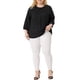 thumbnail image 2 of Blusa de chiffon con volantes de cuello redondo para mujer de tallas grandes Agnes Orinda, blusa de oficina 3X negra, 2 of 6