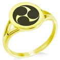 thumbnail image 1 of Stainless Steel Kobayakawa Samurai Crest Minimalist Oval Top Polished Statement Signet Ring, 1 of 1