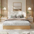 thumbnail image 2 of Full Size Wood Platform Bed Frame, Wooden Bed Frame Without Headboard, No Box Spring Needed, Wood Slat Support, Natural Wood, Easy Assembly, Pine, 2 of 7