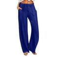 thumbnail image 1 of ameIAEA Women's Casual Elastic Waisted Pants Drawstring Fall Knit Pants Wide Leg Trouser with Pockets, 1 of 6