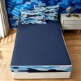 thumbnail image 4 of Manfei Rustic Camouflage Zipper Twin Comforter Sets with Fitted Sheet and 2 Pillowcases, Contemporary Art Camo Zipper Bedding Set, Navy Blue, Blue Reversible, 4pcs, 4 of 7