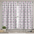 thumbnail image 2 of Ambesonne Teen Valance & Curtain, Emo Skulls Hearts Funky, 55"x24", Violet Black White, 2 of 7
