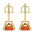 thumbnail image 4 of Clara Pucci 3 ct Brilliant Round Cut Solitaire Studs VVS1 Genuine Conflict free Red Zircon Solid 14K Yellow Gold Designer Everyday Earrings Screw back, 4 of 5
