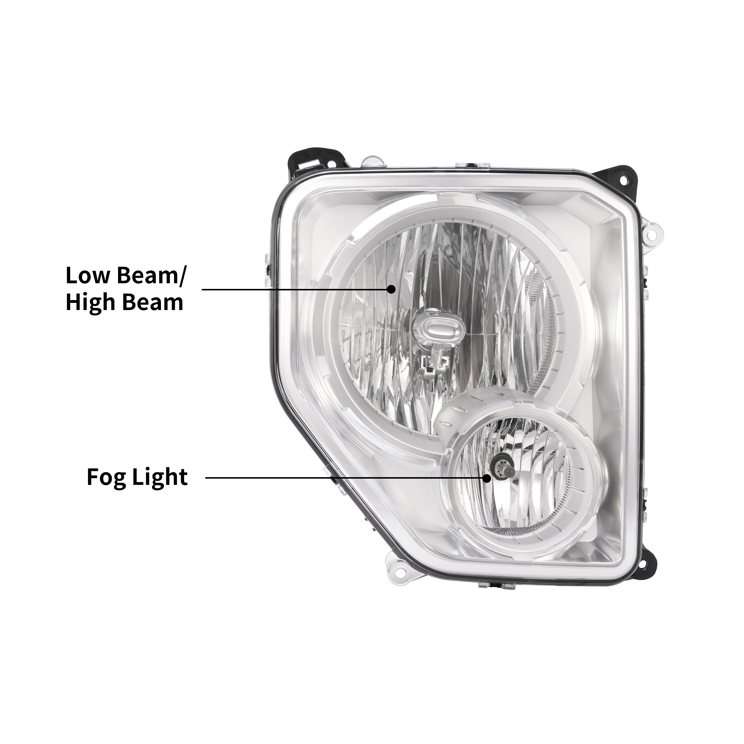 Kojem Right Headlight Assembly w/Fog Light for 2008-2012 Jeep Liberty Replacement for CH2503196 55157338AE Headlamp Fog Driving Lamp Passenger Side