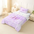 thumbnail image 2 of Manfei Pretty Bownot Twin Comforter Sets,Cute Initial M Bedding Set,Purple,Polkadot Reversible,2pcs,1 Comforter and 1 Pillowcase, 2 of 7