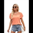 thumbnail image 2 of Camisas de Corta para Mujer, Blusas Elegantes de Encaje para Verano 2025, Camisetas Casuales de Moda, Blusas Lindas. Naranja Rojo L, 2 of 8